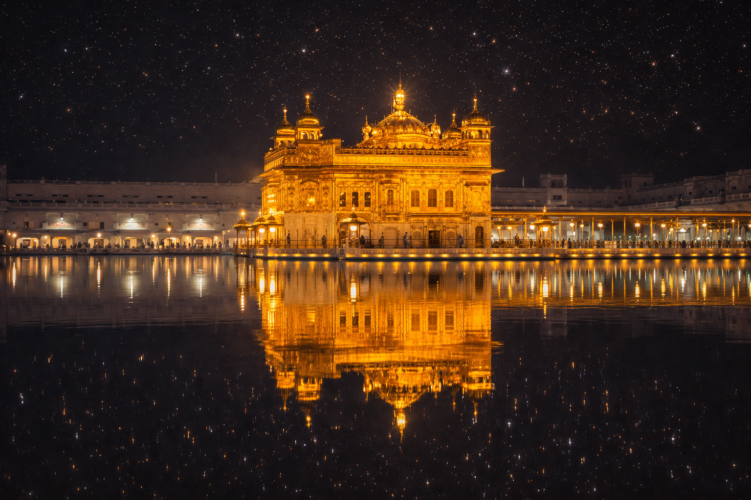 Golden Temple at Night — Perfect Reflection in Amrit Sarovar